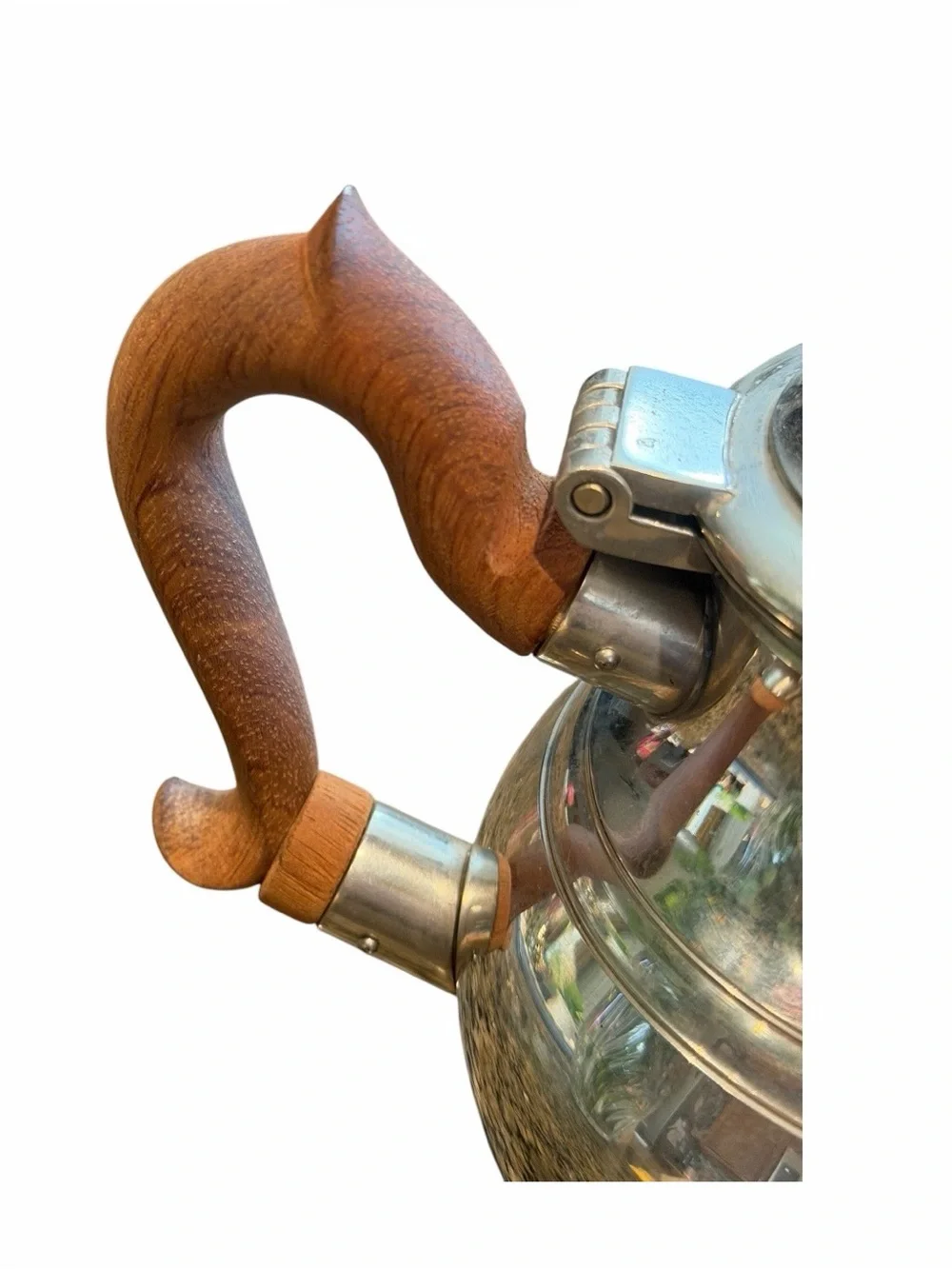 Vintage Williamsburg Stieff Pewter Teapot CW80-30 Wood Handle 9” Colonial